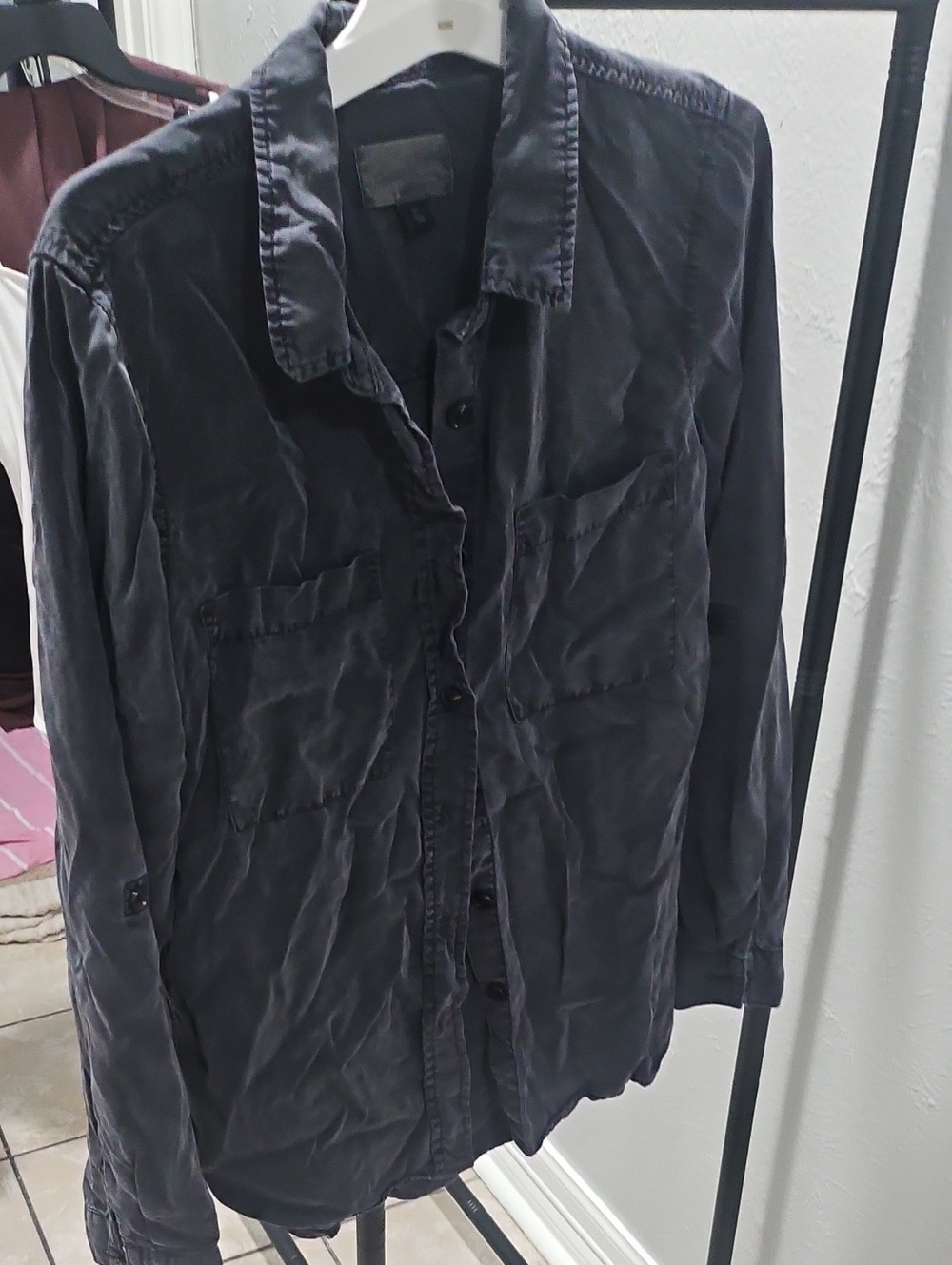 Dark Charcoal Button-Up Soft Shirt Jacket